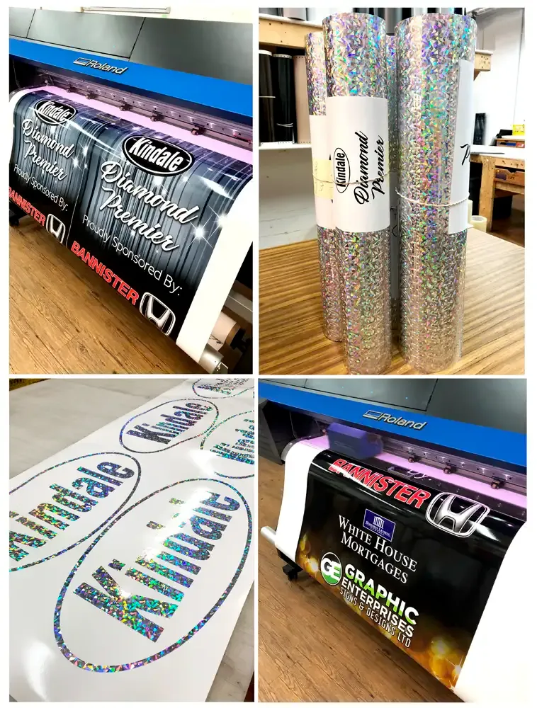 Wide format printer producing a large graphic panel