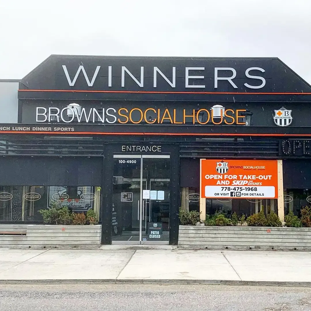 Exterior building sign for a local business