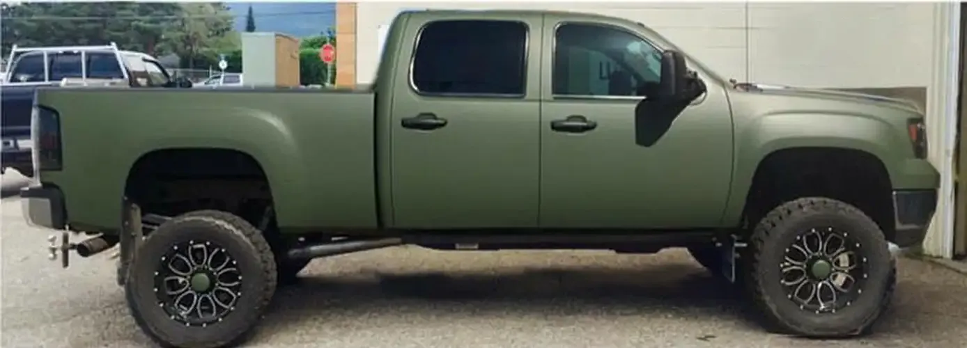 Lifted truck outside the Graphic Enterprises shop in Vernon